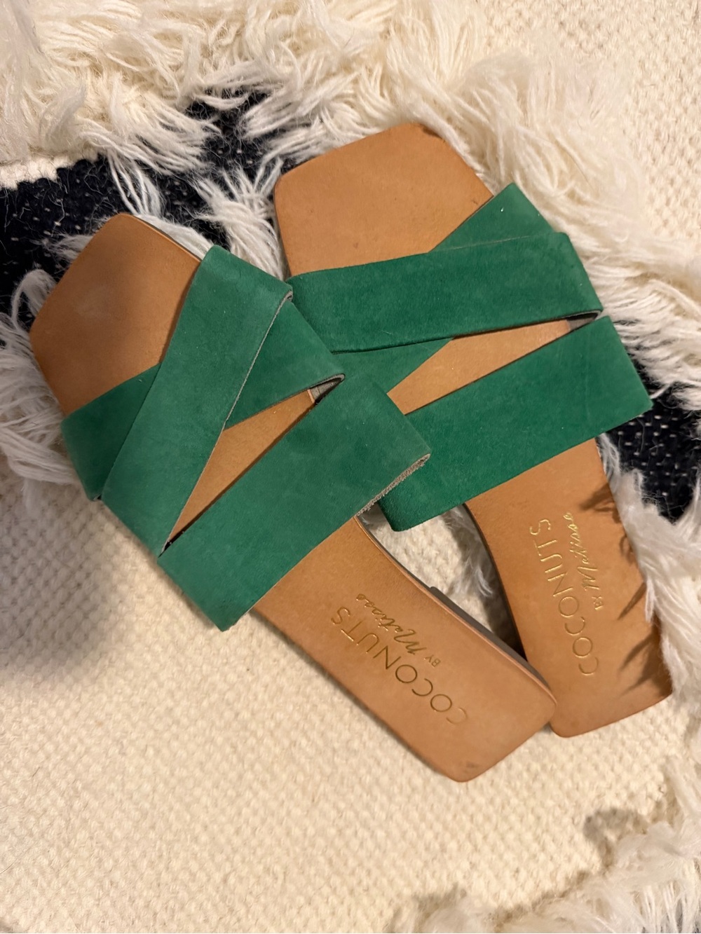 Coconuts by Matisse Emerald Green Suede Crossover Slide Sandals